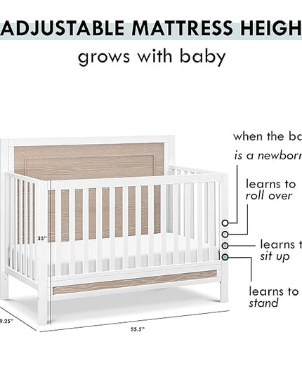 Carter's by DaVinci Radley 4-in-1 Convertible Crib in White & Coastwood, Greenguard Gold Certified - LeafyLoom