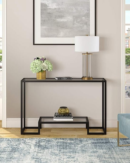 Henn&Hart 47.75" Wide Rectangular Console Table in Blackened Bronze, Entryway Table, Accent Table for Living Room, Hallway - LeafyLoom