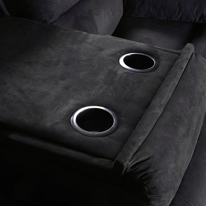 3 Pieces Oversized Manual Motion Set with Center Console,Cup Holders,Three Seaters Couch,Loveseat&Lounge Chair, Upholstered Reclining Sectional Sofa, Gray 3PIECES - LeafyLoom