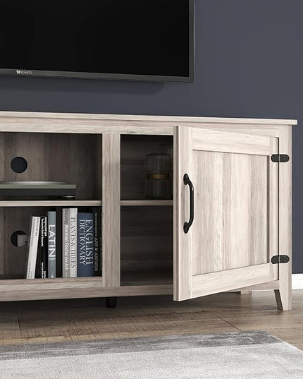 70Inch TV Stand Base, Entertainment Center Cabinet with Two Doors Media Console for Living Room, Gray - LeafyLoom