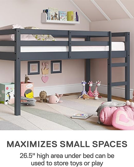 DHP Milton Junior Twin Loft Bed, Grey - LeafyLoom