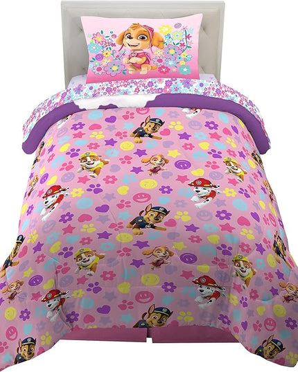 Paw Patrol Girls Kids Bedding Super Soft Comforter and Sheet Set, (4 Piece) Twin Size, (Official) Nickelodeon Product By Franco - LeafyLoom