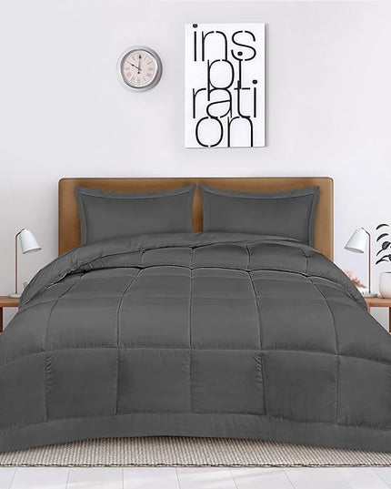 Utopia Bedding Queen Size Comforter Set with 2 Pillow Shams, Bedding Comforter Sets, Down Alternative Grey Comforter, Soft and Comfortable, Machine Washable - LeafyLoom