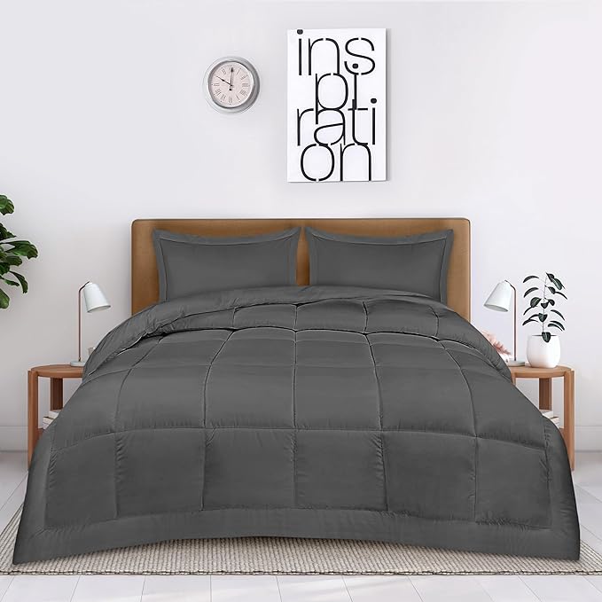 Utopia Bedding Queen Size Comforter Set with 2 Pillow Shams, Bedding Comforter Sets, Down Alternative Grey Comforter, Soft and Comfortable, Machine Washable - LeafyLoom