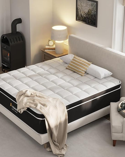 Full Size Mattress, 12 Inch Full Bed Mattress in a Box, Hybrid Mattress Full Size with Memory Foam and Individual Support Spring, Pressure Relief and Motion Isolation, Breathable & Cooling feel - LeafyLoom