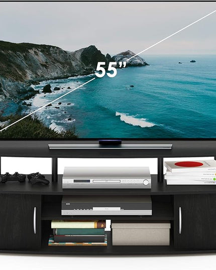 Furinno JAYA Large Entertainment Stand for TV Up to 55 Inch, Blackwood - LeafyLoom