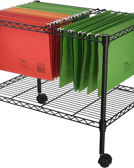 Finnhomy Premium 1-Tier Metal Rolling File Cart for Letter Size and Legal Size Folder, Black - LeafyLoom