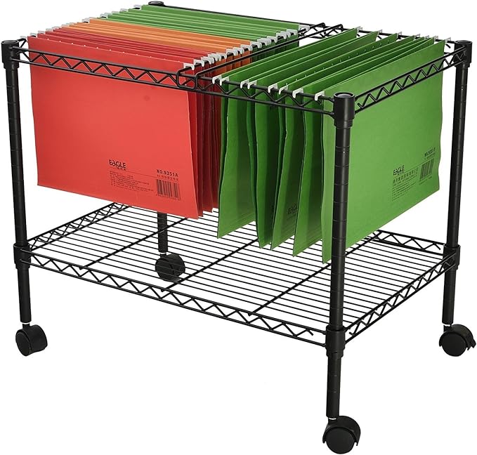Finnhomy Premium 1-Tier Metal Rolling File Cart for Letter Size and Legal Size Folder, Black - LeafyLoom