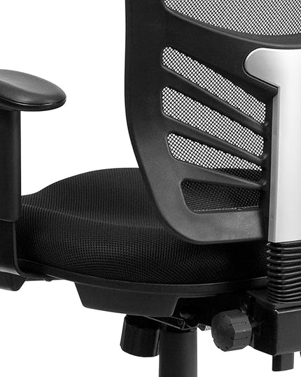 Flash Furniture Nicholas Mid-Back Black Mesh Multifunction Executive Swivel Ergonomic Office Chair with Adjustable Arms - LeafyLoom