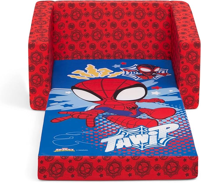 Delta Children Marvel Spidey and His Amazing Friends Cozee Flip-Out Chair - 2-in-1 Convertible Chair to Lounger for Kids - LeafyLoom