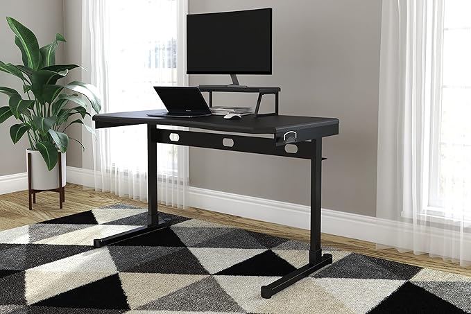 Signature Design by Ashley Lynxtyn Contemporary 48" Home Office Writing Desk, Black - LeafyLoom