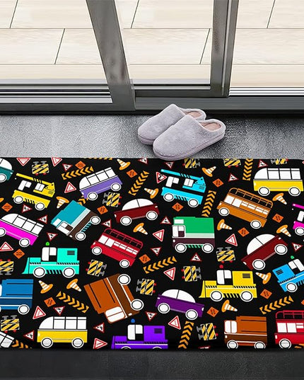 Car Rug Play Mat Kids Rugs for Playroom Car Rug for Boys Room Kids Mat Construction Play Mat Car Play Rug Car Carpet for Kids Carpet for Bedroom Truck Rugs for Boys Room,Black 2'×3' - LeafyLoom