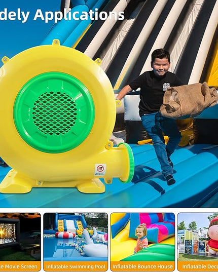 480W 0.64HP Air Blower, QILEBA Powerful Inflatable Bounce House Blower, Portable Electric Blower Fan Pump Perfect for Inflatable Bounce House, Bouncy Castle, Jumper, Water Slid, Blower Corded (480W) - LeafyLoom