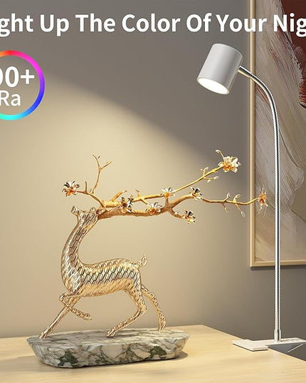 Dott Arts Desk Lamp,USB Clip On Light with 3 Color Modes,LED 10 Levels Brightness Reading Lamp, 360°Gooseneck Book Light,Eye-Care Reading Light for Home Office,Headboards White… - LeafyLoom