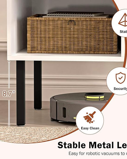 Lift Top Coffee Table with Storage, Black and White Modern Coffee Table for Living Room & Small Space, Wood Lifting Top Coffee Table with Adjustable Metal Legs, Open Shelf - LeafyLoom