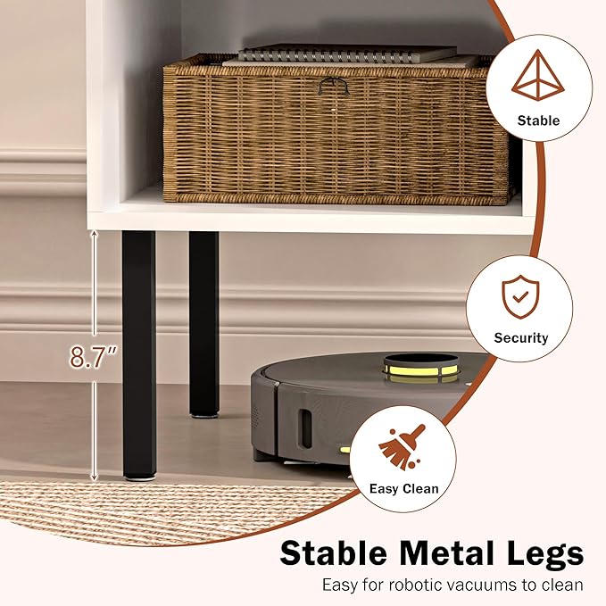 Lift Top Coffee Table with Storage, Black and White Modern Coffee Table for Living Room & Small Space, Wood Lifting Top Coffee Table with Adjustable Metal Legs, Open Shelf - LeafyLoom
