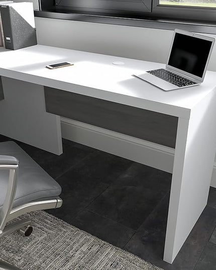 Bush Business Furniture Echo Desk Return/Bridge, Pure White and Shiplap Gray - LeafyLoom