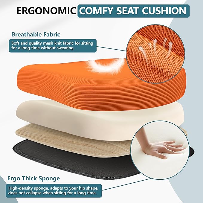 MINLOVE Office Chair Ergonomic Desk Chair with Adjustable Lumbar Support and Height, 90° Flip-up Armrests, Ergo Desk Chairs with Wheels, Home Work Use (Orange) - LeafyLoom