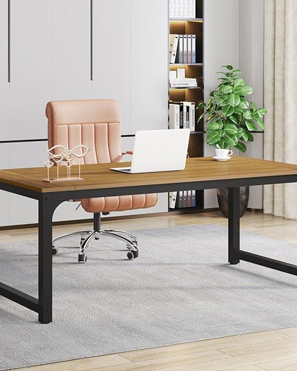 Tribesigns Modern Computer Desk, 70.8 x 35.4 inch Large Executive Office Desk Computer Table Study Writing Desk Workstation for Home Office, Natural - LeafyLoom