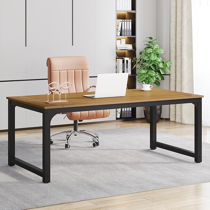 Tribesigns Modern Computer Desk, 70.8 x 35.4 inch Large Executive Office Desk Computer Table Study Writing Desk Workstation for Home Office, Natural - LeafyLoom
