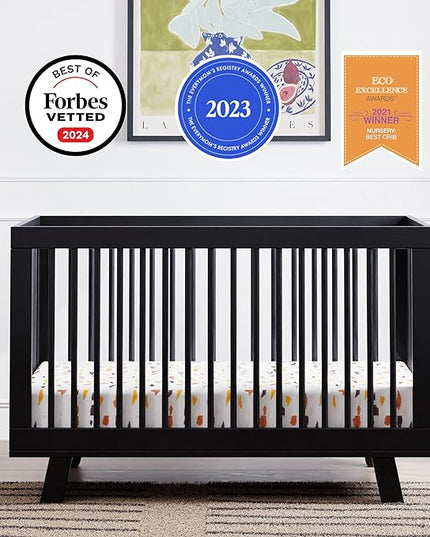Babyletto Hudson 3-in-1 Convertible Crib with Toddler Bed Conversion Kit in Black, Greenguard Gold Certified - LeafyLoom