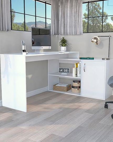 NicBex Kimberly-DW-00202-LWJ Home Office Desks, 59.64"x45.86"x30.11", White - LeafyLoom