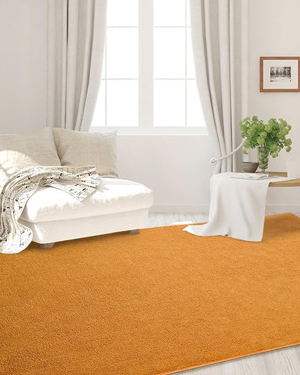 Area Rugs for Bedroom Living Room, 4x6 Orange Super Soft Comfy Thickened Memory-Foam Indoor Carpets, Modern Aesthetic Minimalist Carpet for Boys Girls Adults Apartment Nursery Home Décor - LeafyLoom