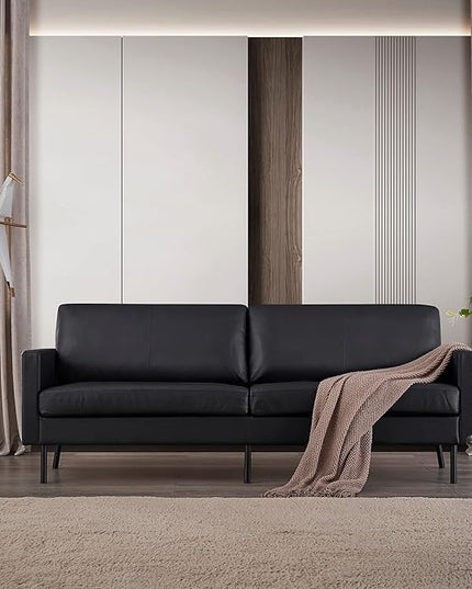 70" Top-Grain Leather Sofa, 2-Seat Upholstered Loveseat Sofa Modern Couch, Luxury Classic for Living Room Bedroom Apartment Office - LeafyLoom