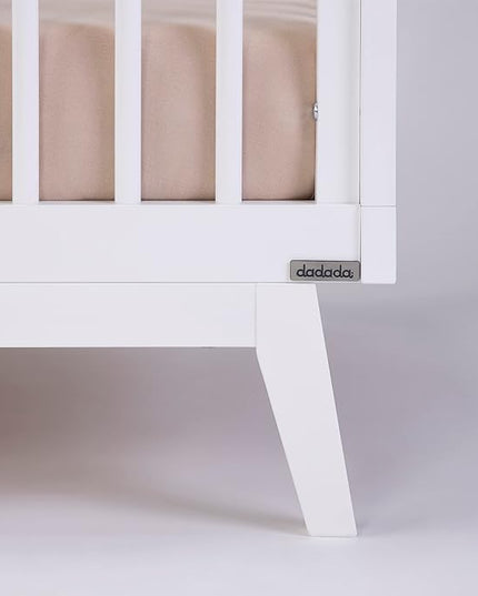 dadada Baby Soho 3-in-1 Convertible Crib to Toddler Bed – Wooden Crib Made in Italy, GREENGUARD Gold Certified Small Baby Crib – Baby-Safe Finish, Modern Design (White) - LeafyLoom