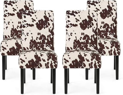 Christopher Knight Home Evelyn Contemporary Velvet Dining Chairs (Set of 4), Milk cow, Espresso - LeafyLoom