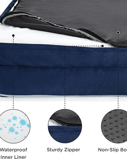 Bedsure Orthopedic Dog Bed for Medium Dogs - Waterproof Dog Sofa Beds Medium, Supportive Foam Pet Couch Bed with Removable Washable Cover, Waterproof Lining and Nonskid Bottom, Navy Blue BEDSURE