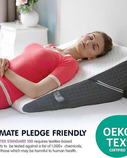 Adjustable Bed Wedge Pillow for Sleep Apnea, Gerd, Acid Reflux, Post Surgery, Heartburn - Foam Wedge Pillow for Back Pain Relief, Sleep Apnea Pillow Wedge or Bed Wedge Pillow for Sleeping for Seniors - LeafyLoom