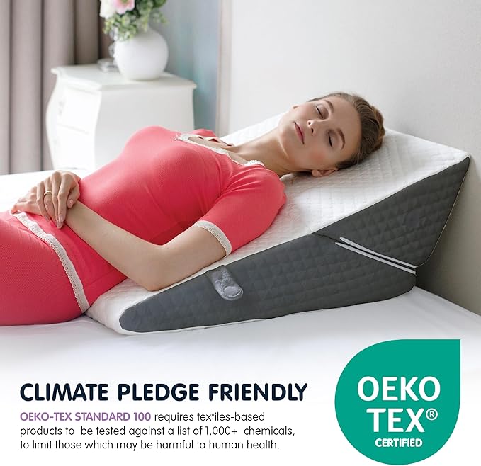Adjustable Bed Wedge Pillow for Sleep Apnea, Gerd, Acid Reflux, Post Surgery, Heartburn - Foam Wedge Pillow for Back Pain Relief, Sleep Apnea Pillow Wedge or Bed Wedge Pillow for Sleeping for Seniors - LeafyLoom