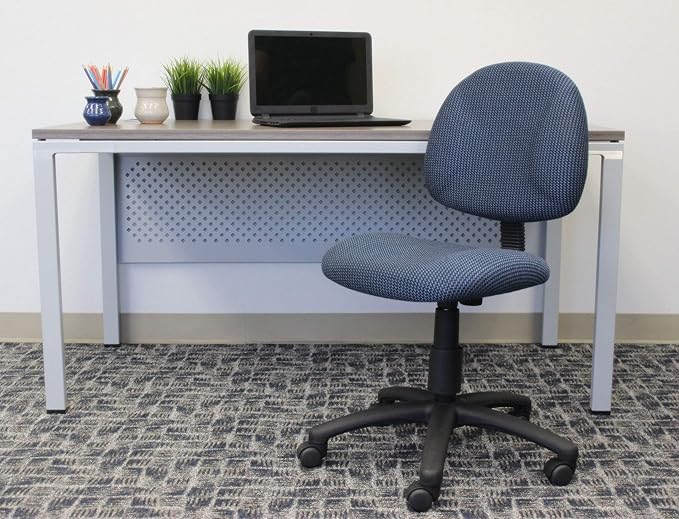 Boss Office Products Perfect Posture Delux Fabric Task Chair without Arms in Blue - LeafyLoom