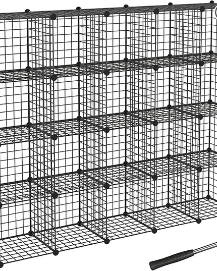 TUMUCUTE Wire Cube Storage Organizer, Metal Storage Shelves Bookshelf, Stackable Modular Closet Organizer for Bedroom Living Room, Office,Storage Shelves (20 Cubes, Iron) - LeafyLoom