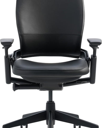 Steelcase Leap Office Chair, Black Frame and Black Leather - LeafyLoom