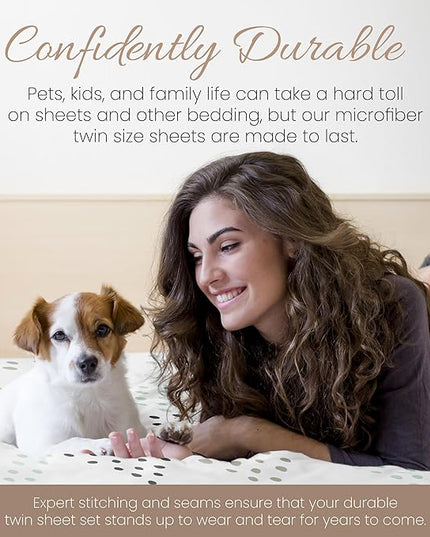 Linen Market 3 Piece Twin Bedding Sheet Set (Light Gray Dots) - Sleep Better Than Ever with These Ultra-Soft & Cooling Bed Sheets for Your Twin Size Bed - Deep Pocket Fits 16" Mattress - LeafyLoom