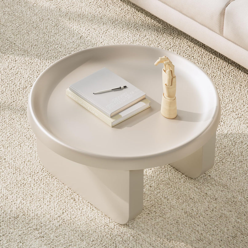 Round Coffee Table,Modern Coffee Table,Unique Circle Coffee Tables,Metal Center Table for Living Room (Black, 29.5 x 16.5) LeafyLoom