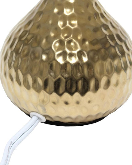 Simple Designs LT2073-GDB Mini Hammered Texture Gold Drip Table Lamp with Black Shade - LeafyLoom
