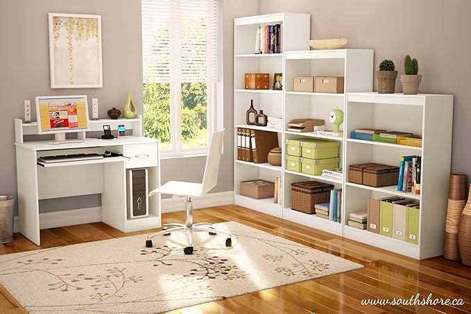 South Shore Axess 3-Shelf Bookcase, Pure White - LeafyLoom