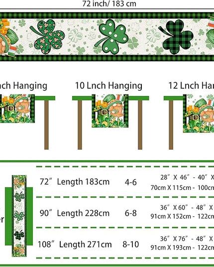 St Patricks Day Table Runner 72 Inches Long Gnome Shamrock Table Runner Happy Saint Patrick’s Day Decor for Kitchen Dining Table Home Party Decorations Unibyby