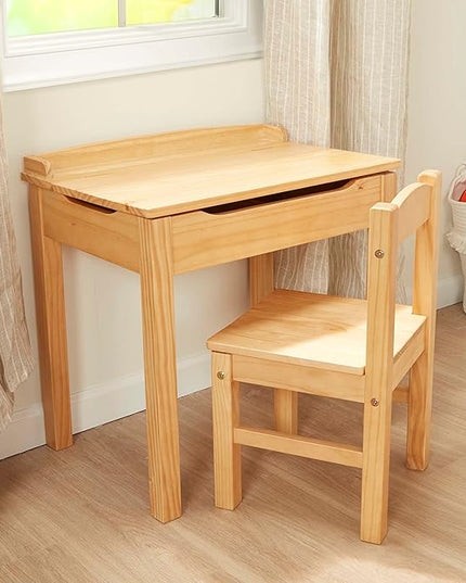 Melissa & Doug Wooden Lift-Top Desk & Chair - Honey - LeafyLoom