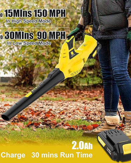Leaf Blower Cordless,21V Handheld Electric Leaf Blower with Battery and Charger, 2 Speed Mode, Lightweight Battery Powered Leaf Blowers for Lawn Care,Patio, Yard, Sidewalk,Snow Blowing - LeafyLoom