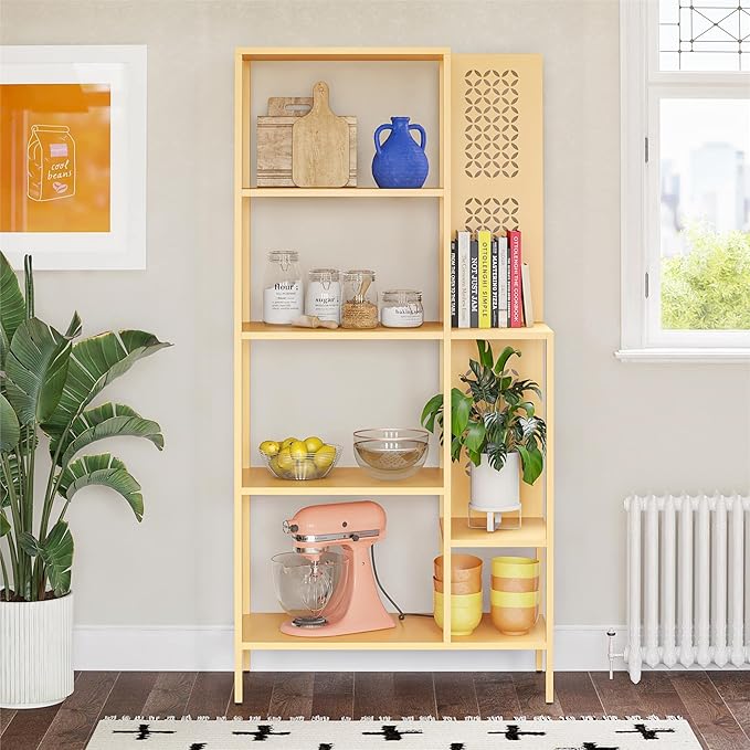 Mr. Kate Annie Metal Bookcase, Sunny Yellow - LeafyLoom