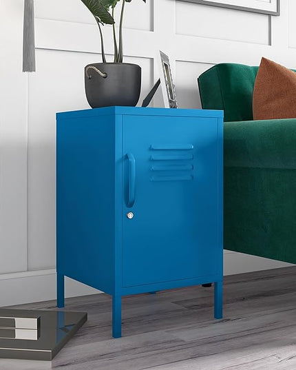 Novogratz Cache Metal Locker, Blue End Table - LeafyLoom
