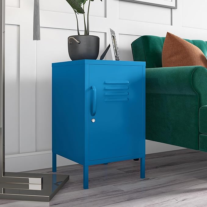 Novogratz Cache Metal Locker, Blue End Table - LeafyLoom