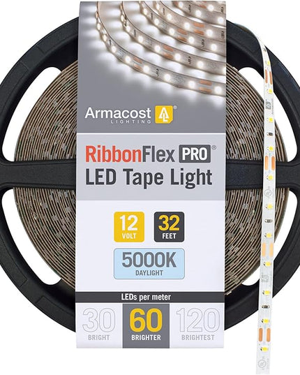 Armacost Lighting RibbonFlex Pro 32.8 ft. 12-Volt LED White Strip Light 60 LEDs/m in Daylight (5000K) (162250) ArmacostLighting