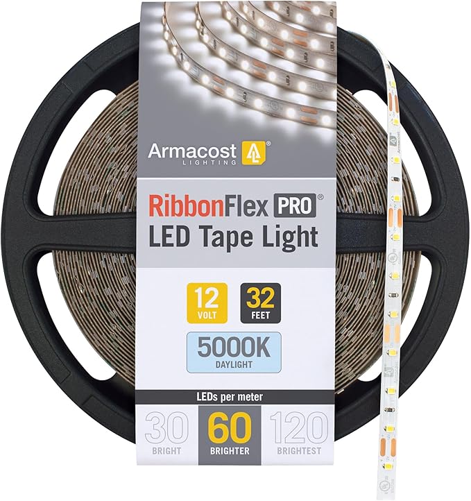 Armacost Lighting RibbonFlex Pro 32.8 ft. 12-Volt LED White Strip Light 60 LEDs/m in Daylight (5000K) (162250) ArmacostLighting