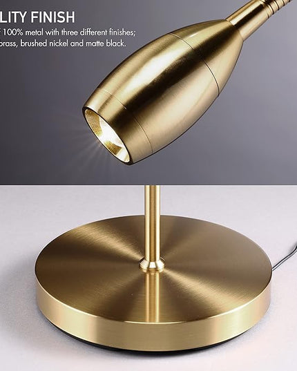 O’Bright Ray – Adjustable LED Beam Floor Lamp, Dimmable and Zoomable Spotlight, Flexible Gooseneck, Reading/Crafting Standing Lamp, Work Table Light, Antique Brass - LeafyLoom