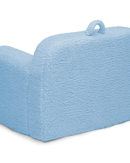 Delta Children Personalized Sherpa Cozee Chair - Customize with Name – Foam Kids Chair for Ages 18 Months and Up, Powder Blue - LeafyLoom